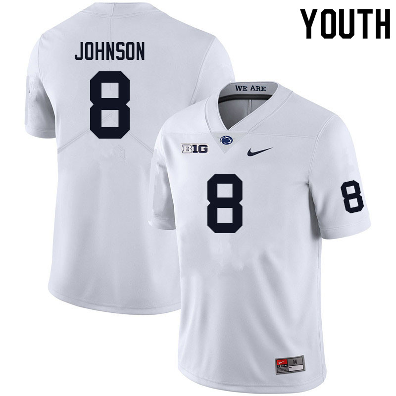 Youth #8 Tyler Johnson Penn State Nittany Lions College Football Jerseys Sale-White - Click Image to Close